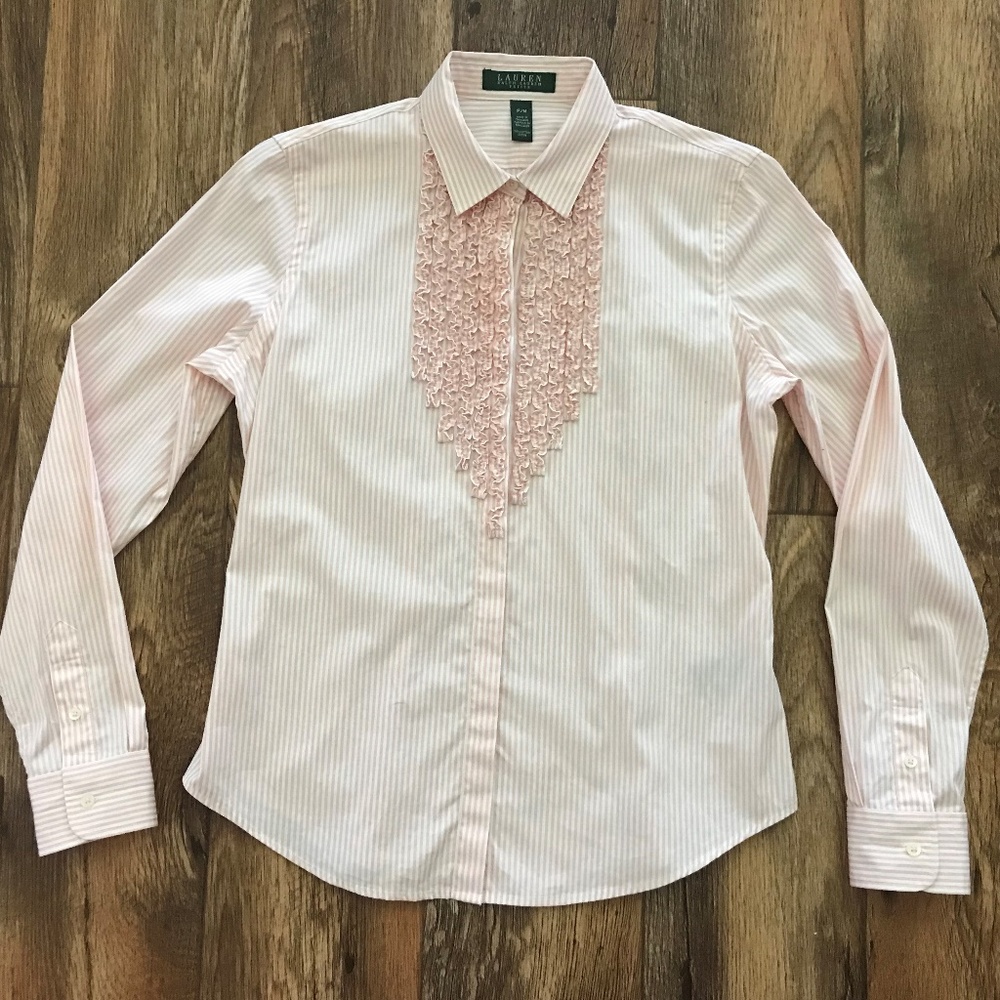 Lauren Ralph Lauren Petite Women Button Down Top - Picture 5 of 8